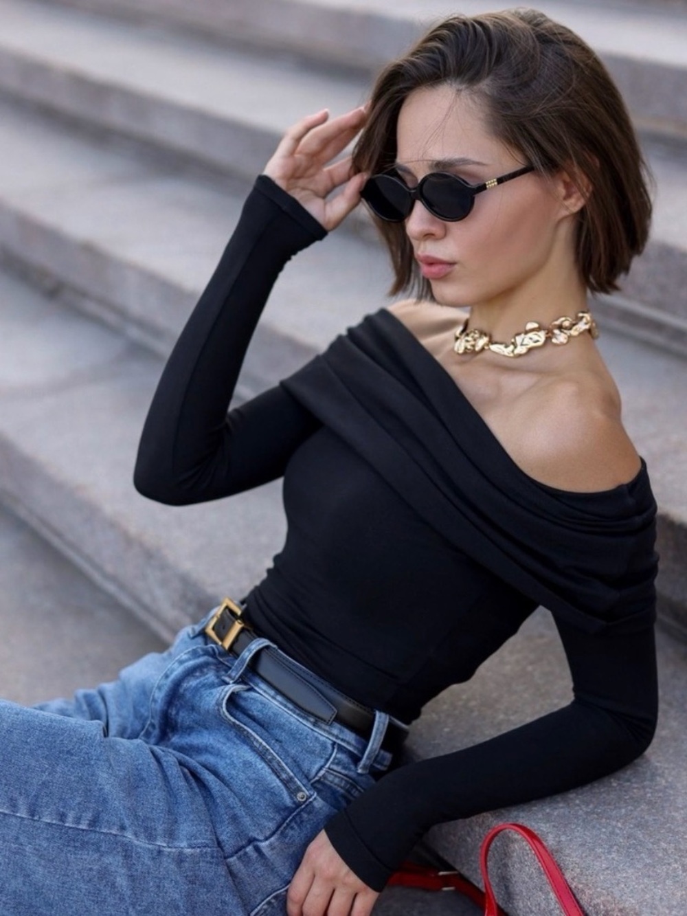 Zara Off-Shoulder Long Sleeve Bodysuit in Black NWT